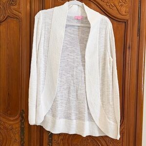 Women’s Lily Pulitzer, white open cardigan, size M, EUC